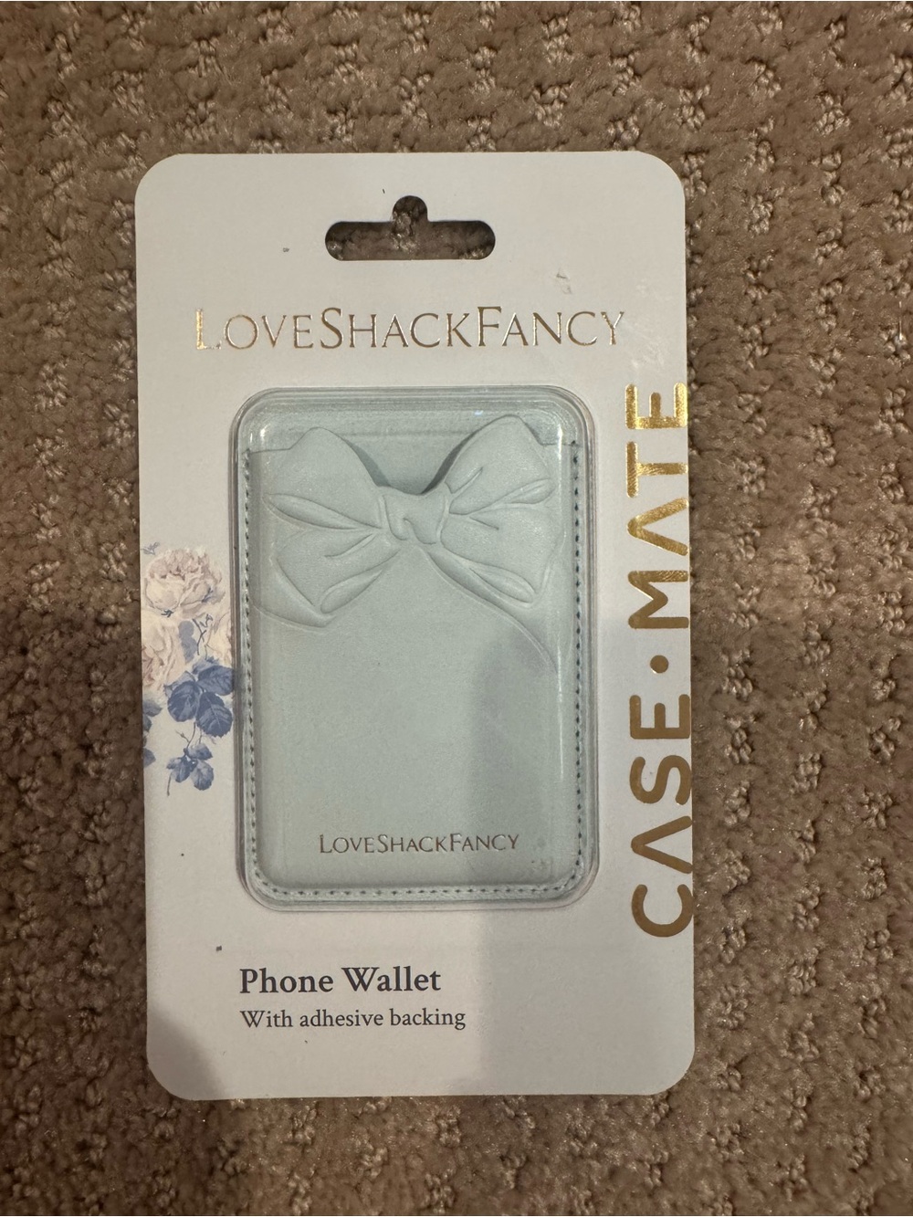 LoveShackFancy Mint Bow Phone Wallet Adhesive Card Holder
